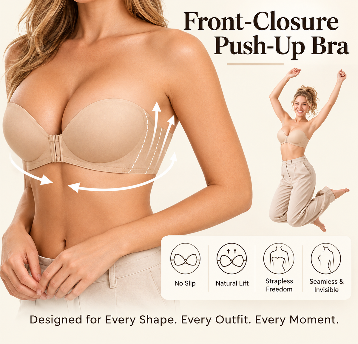 Strapless Front Closure Bra