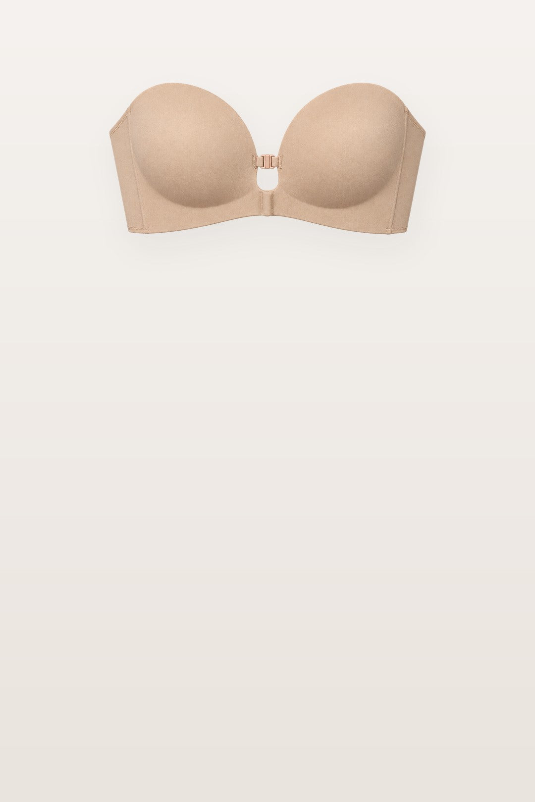 Nuvella Glow strapless front-clasp bra in skin color